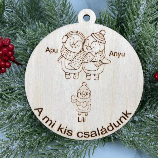 Pingvin családos dísz