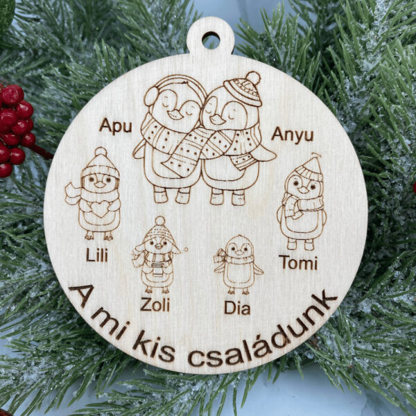 Pingvin családos dísz
