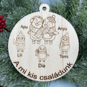 Pingvin családos dísz gyerekekkel